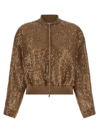 Brunello Cucinelli Brown Silk Cardigan
