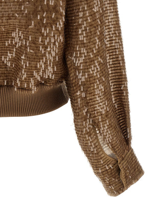 Brunello Cucinelli Brown Silk Cardigan