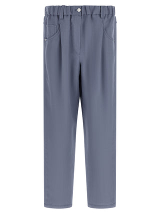 Brunello Cucinelli Blue Viscose Casual Pants