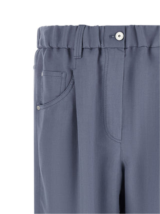Brunello Cucinelli Blue Viscose Casual Pants