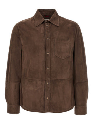Brunello Cucinelli Brown Lamb Leather Blouse