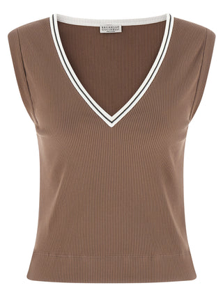 Brunello Cucinelli Brown Cotton Tank Tops