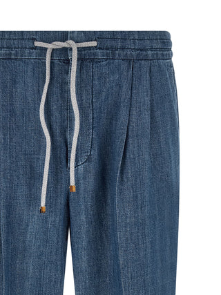 Brunello Cucinelli Blue Cotton Relaxed Fit Jeans
