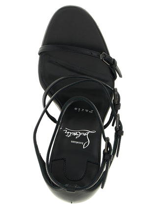 Christian Louboutin Black Goatskin Stiletto Heel Sandals