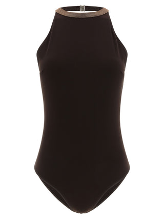 Brunello Cucinelli Brown Polyamide One-Piece Swimsuit