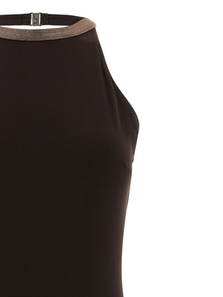 Brunello Cucinelli Brown Polyamide One-Piece Swimsuit