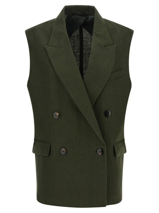 Max Mara Bicolor Linen Sleeveless Jacket