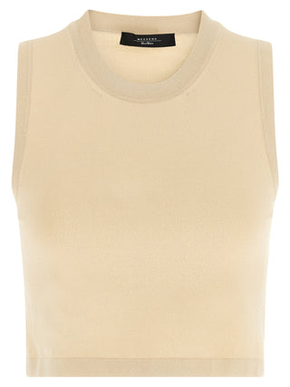 Max Mara Beige Viscose Sleeveles T-Shirt