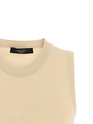 Max Mara Beige Viscose Sleeveles T-Shirt