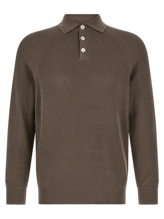 Brunello Cucinelli Brown Cotton Polo Shirt