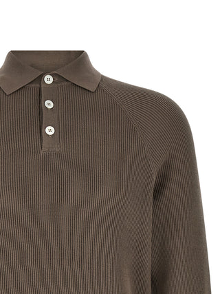 Brunello Cucinelli Brown Cotton Polo Shirt