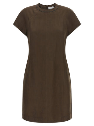 Brunello Cucinelli Brown Viscose Short Dress