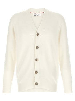Brunello Cucinelli White Cotton Cardigan