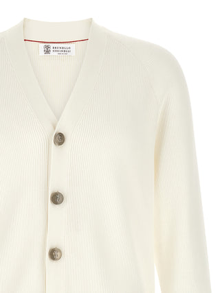 Brunello Cucinelli White Cotton Cardigan