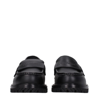 Off-White Black Leather Slip-On Loafers