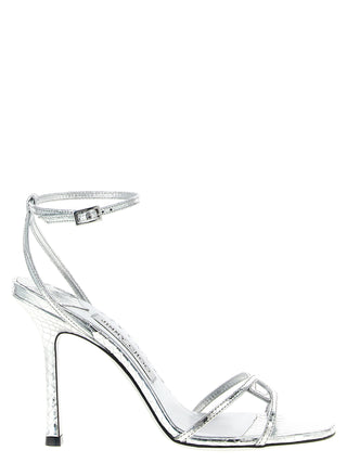 Jimmy Choo Silver Leather Stiletto Heel Sandals