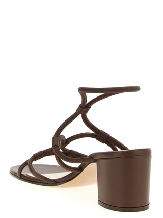 Gianvito Rossi Brown Lamb Leather Platform Sandals