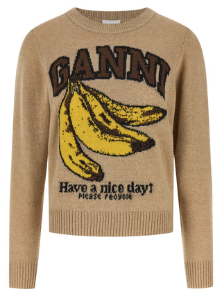 Ganni Beige Wool Cardigan