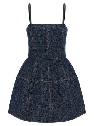 Fendi Blue Cotton Short Dress