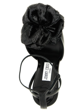 Jimmy Choo Black Leather Stiletto Heel Sandals