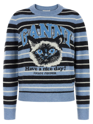 Ganni Blue Wool Cardigan