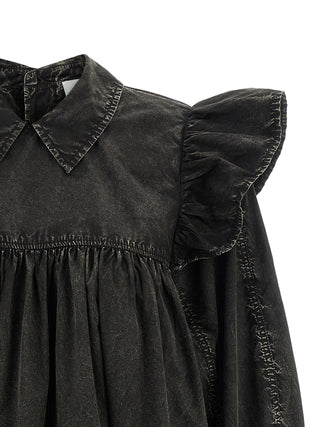 Ganni Black Organic Cotton Short Dress