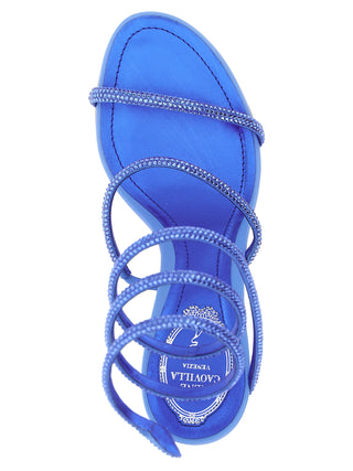 RENE CAOVILLA Blue Viscose Stiletto Heel Sandals