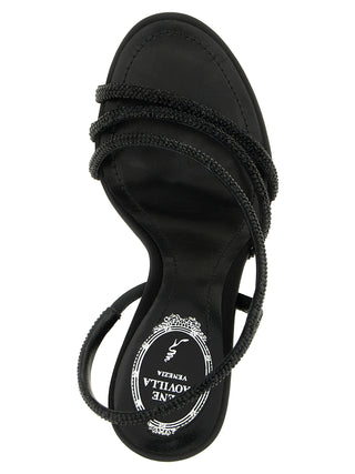 RENE CAOVILLA Black Viscose Stiletto Heel Sandals