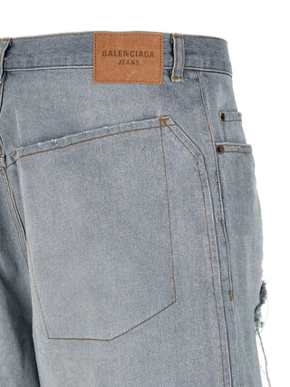 Balenciaga Blue Cotton Relaxed Fit Jeans