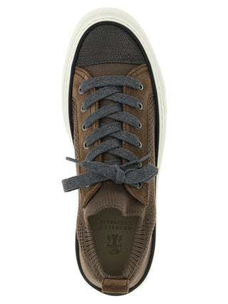 Brunello Cucinelli Brown Cotton Low Top Sneakers