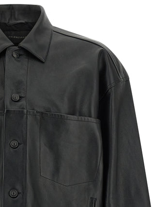 Balenciaga Black Buffalo Leather Leather Jacket