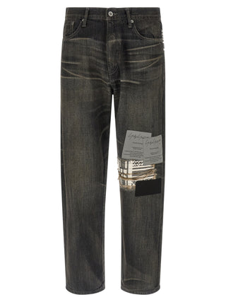 Yohji Yamamoto Black Cotton Tapered Jeans
