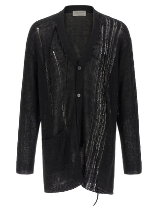 Yohji Yamamoto Black Linen Cardigan
