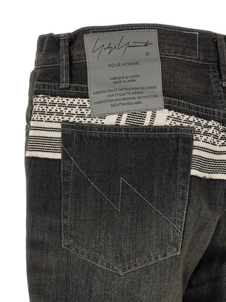 Yohji Yamamoto Black Cotton Tapered Jeans