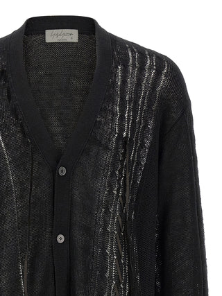 Yohji Yamamoto Black Linen Cardigan