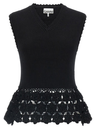 Ganni Black Organic Cotton Sleeveless Jacket