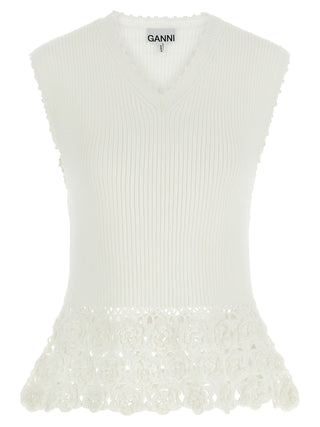 Ganni White Organic Cotton Sleeveless Jacket