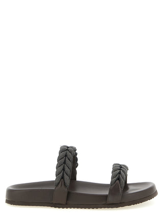 Brunello Cucinelli Brown Leather Slides