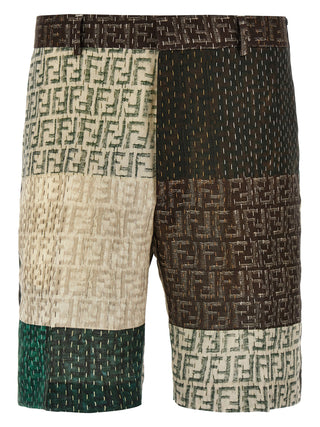 Fendi Multicolor Linen Bermuda Shorts