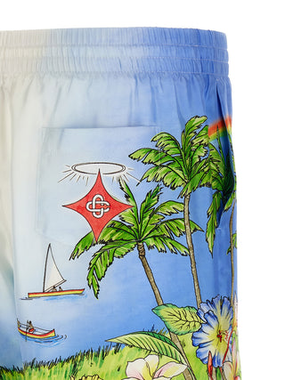Casablanca Multicolor Silk Bermuda Shorts