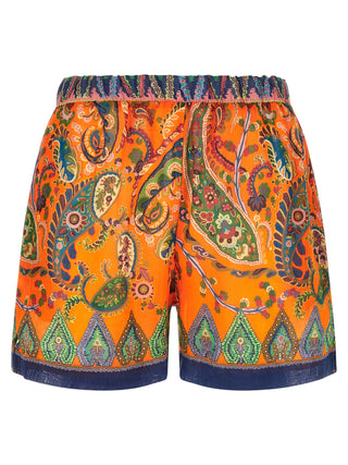 Etro Paisley Print Ramie Bermuda Shorts