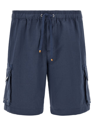 Brunello Cucinelli Blue Linen Bermuda Shorts