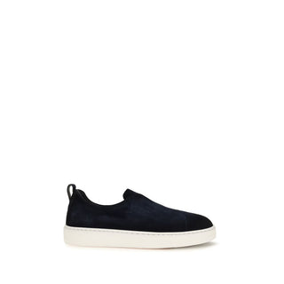 Santoni Blue Calf Leather Sneakers