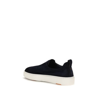 Santoni Blue Calf Leather Sneakers