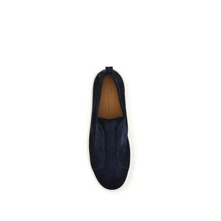 Santoni Blue Calf Leather Sneakers