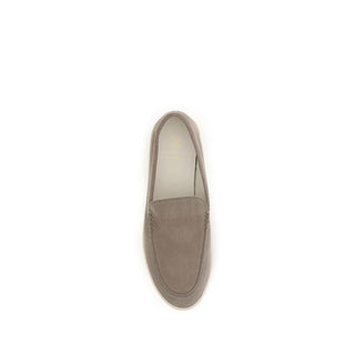 Brunello Cucinelli Gray Calf Leather Bos Taurus Slip-On Loafers