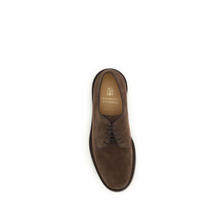 Brunello Cucinelli Brown Calf Leather Oxfords And Derbies