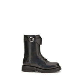 Alexander McQueen Black Calf Leather Lace-Up Boots