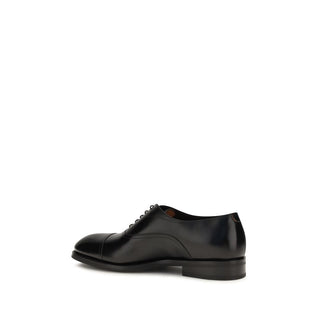 Santoni Black Calf Leather Bos Taurus Oxfords And Derbies