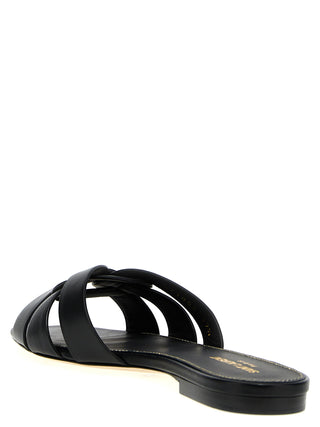 Saint Laurent Black Calfskin Slides
